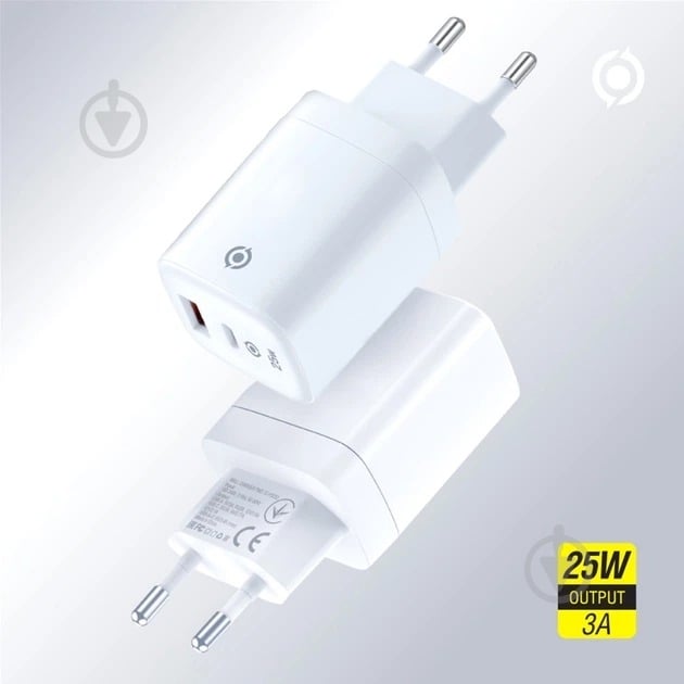 Мережевий зарядний пристрій Piko 25W GaN USB-C PD+USB-A QC 3.0 White (TC-PD252) - фото 5 Мережевий зарядний пристрій Piko 25W GaN USB-C PD+USB-A QC 3.0 White (TC-PD252) - фото 5