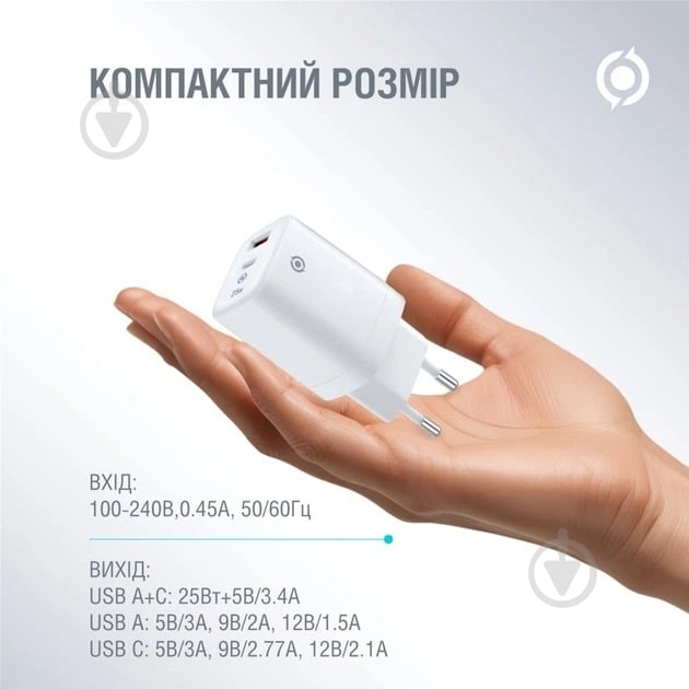 Мережевий зарядний пристрій Piko 25W GaN USB-C PD+USB-A QC 3.0 White (TC-PD252) - фото 4 Мережевий зарядний пристрій Piko 25W GaN USB-C PD+USB-A QC 3.0 White (TC-PD252) - фото 4