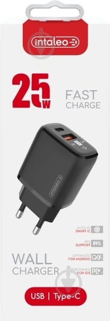 Сетевое зарядное устройство Intaleo 25W USB-C PD+USB-A QC3.0 Black (TCGQPD252) - фото 2
