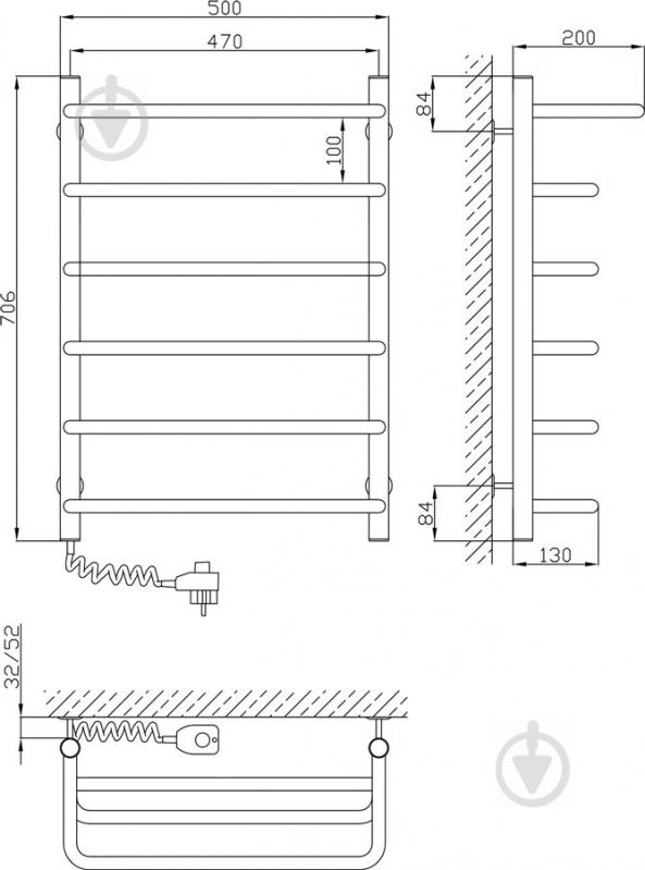 Рушникосушарка електрична KOSSER Скоба 700х500/6 ДСп04ЕR - фото 3