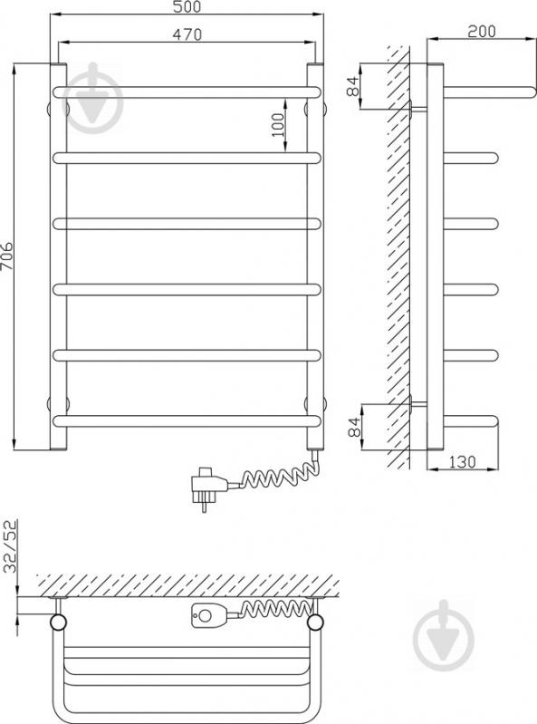 Рушникосушарка електрична KOSSER Скоба 700х500/6 ДСп04ЕL - фото 3