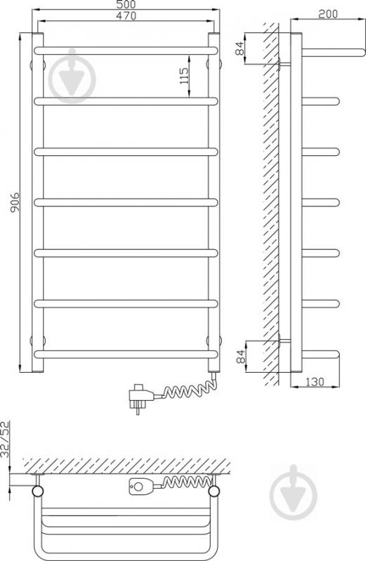 Полотенцесушитель электрический KOSSER Скоба 900х500/7 ДСп06ЕL - фото 3