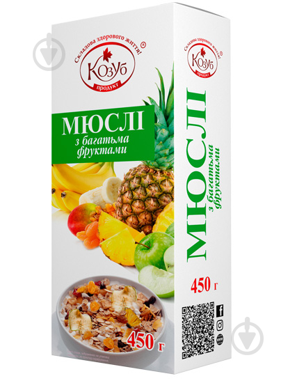 Хлопья Козуб Мюсли «Со многими фруктами» в коробке 450 г 4820094533309 450 г - фото 1