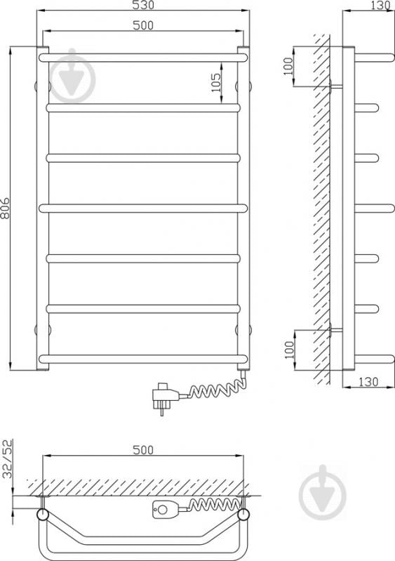 Рушникосушарка електрична KOSSER Мікс 800х500/7 ДМ07EL - фото 3