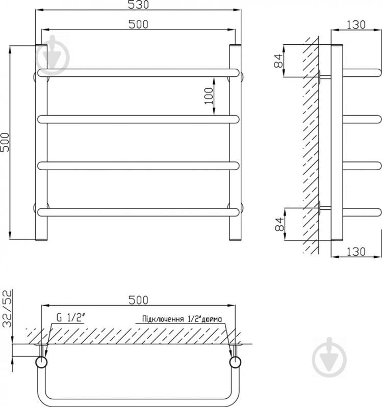 Полотенцесушитель KOSSER Скоба 500х530/4 ДС06 - фото 3