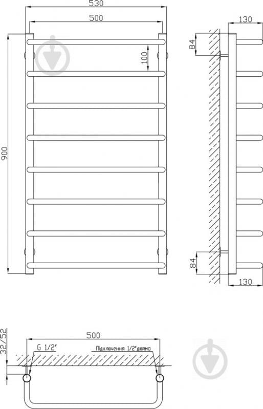 Полотенцесушитель KOSSER Скоба 900х530/8 ДС12 - фото 3