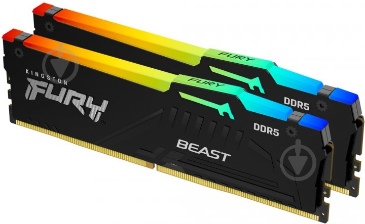 Оперативна пам'ять Kingston DDR5 SDRAM 32 GB (2x16GB) 5200 MHz (KF552C40BBAK2-32) FURY Beast RGB - фото 1