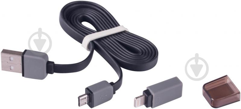 Кабель Easy Link USB – microUSB + Apple Lightning 0.95 м черный (EL-522, black) - фото 3