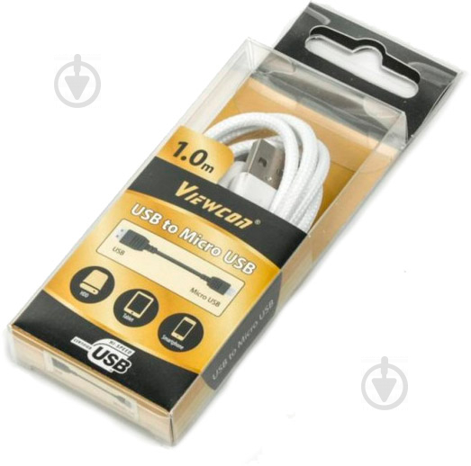 Кабель Viewcon USB 2.0 АМ – microUSB 1 м белый (VC-USB2-001) - фото 2