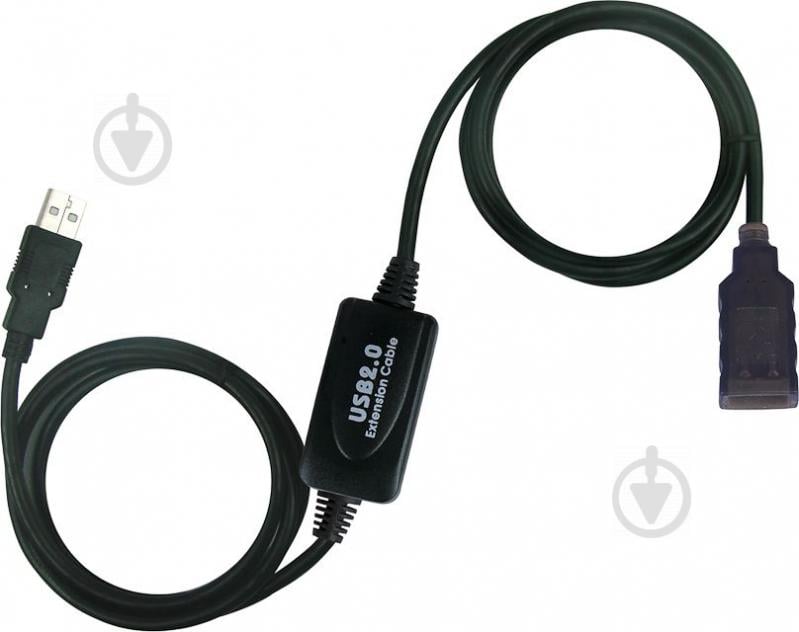 Подовжувач Viewcon USB 2.0 AM – AF 15 м чорний (VV043-15M) - фото 1