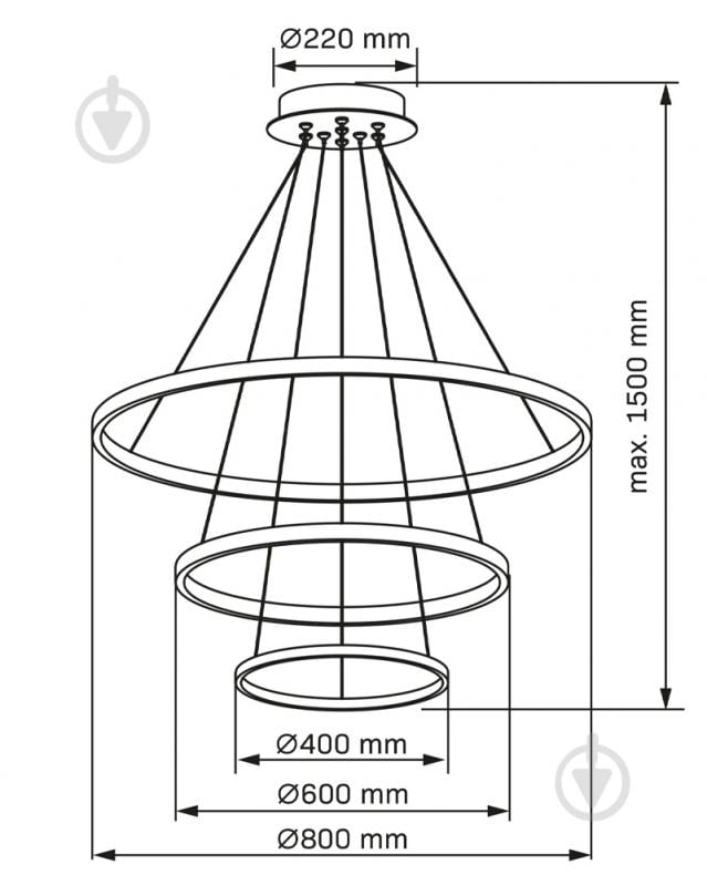 Люстра підвісна Goldlux Lea 60 Вт LED-модуль чорний 330024 - фото 9