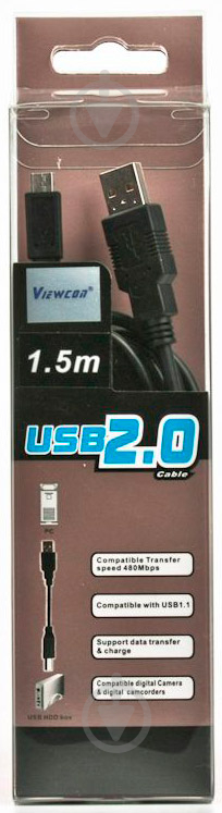 Кабель Viewcon USB 2.0 АМ – microUSB 1,5 м чорний (VW 010-1,5м.) - фото 2