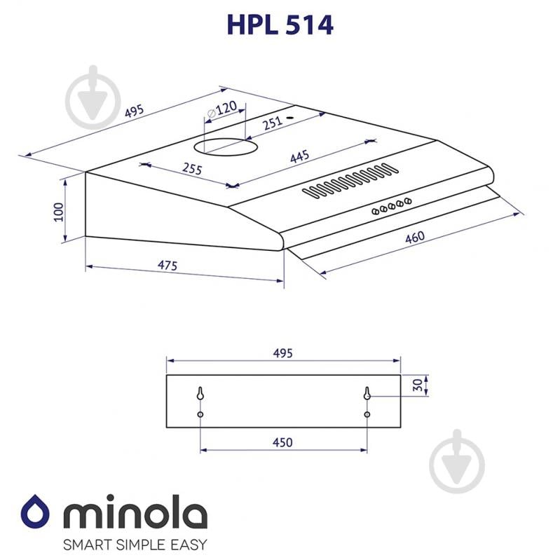 Витяжка Minola HPL 514 BL плоска - фото 11