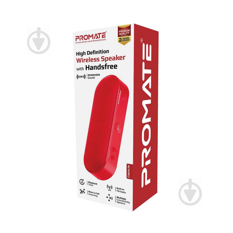 Портативная колонка Promate Capsule 2.0 red (capsule.red) - фото 5