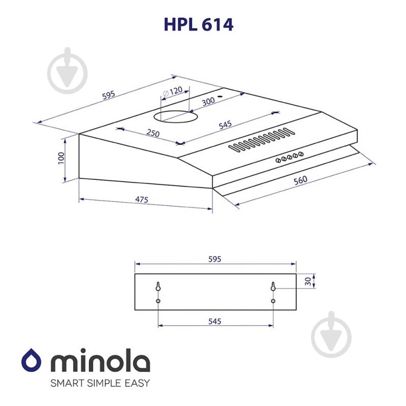 Витяжка Minola HPL 614 I плоска - фото 11