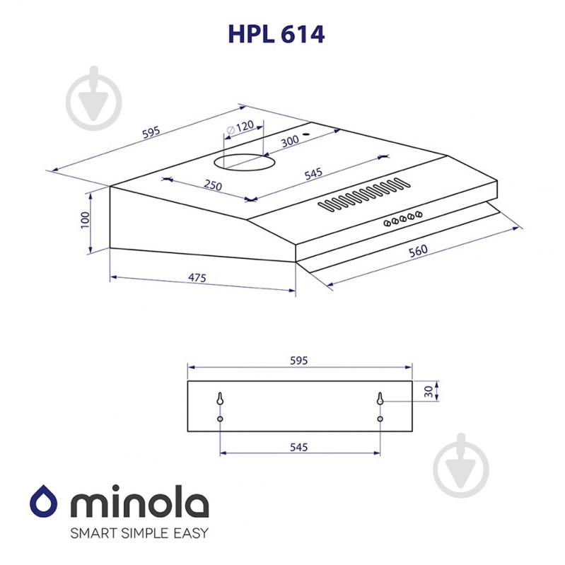 Витяжка Minola HPL 614 BL плоска - фото 11