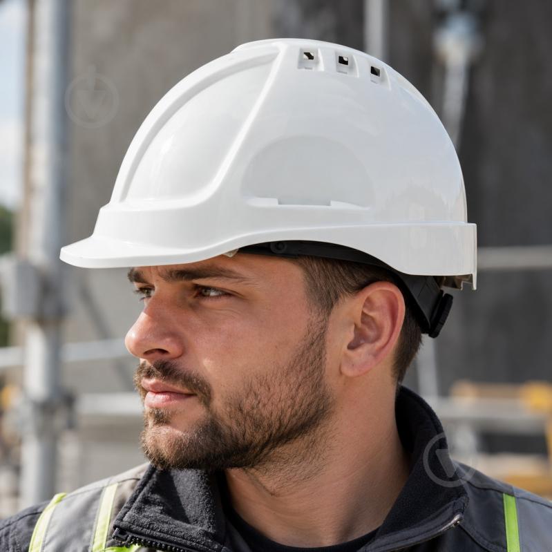 Каска строителя Sizam Safe-Guard белая 35200 - фото 5