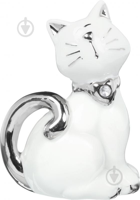 Статуэтка котик HY21084-3 10х7х4 см белый с серебристым - фото 1 Статуэтка котик HY21084-3 10х7х4 см белый с серебристым - фото 1