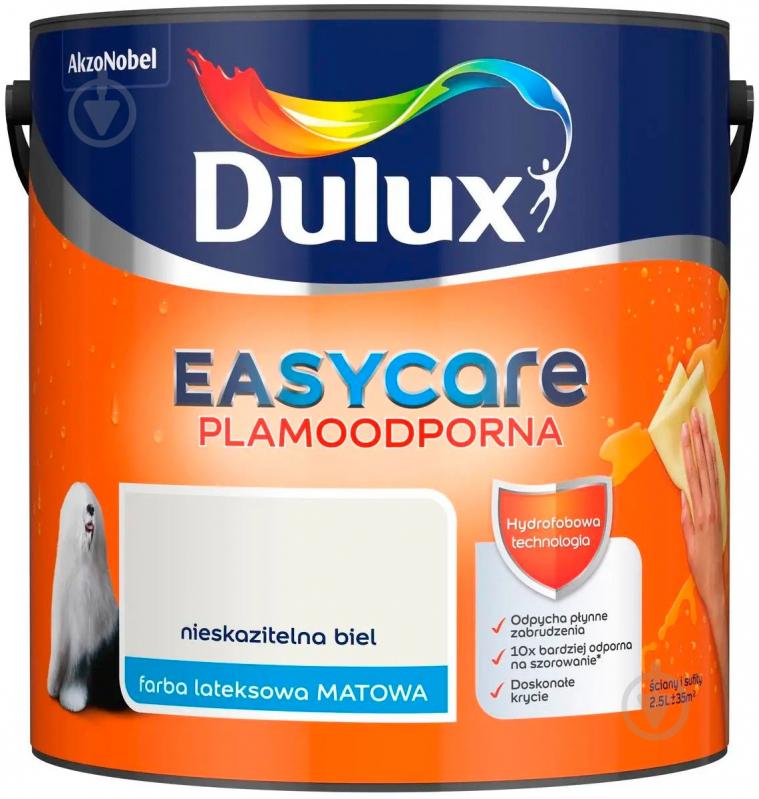 Фарба акрилова Dulux EASYCARE мат 2,5 л 3,25 кг - фото 1 Фарба акрилова Dulux EASYCARE мат 2,5 л 3,25 кг - фото 1