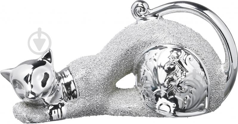 Статуэтка кошка HY10P3044S 10х19 см серебряный - фото 1
