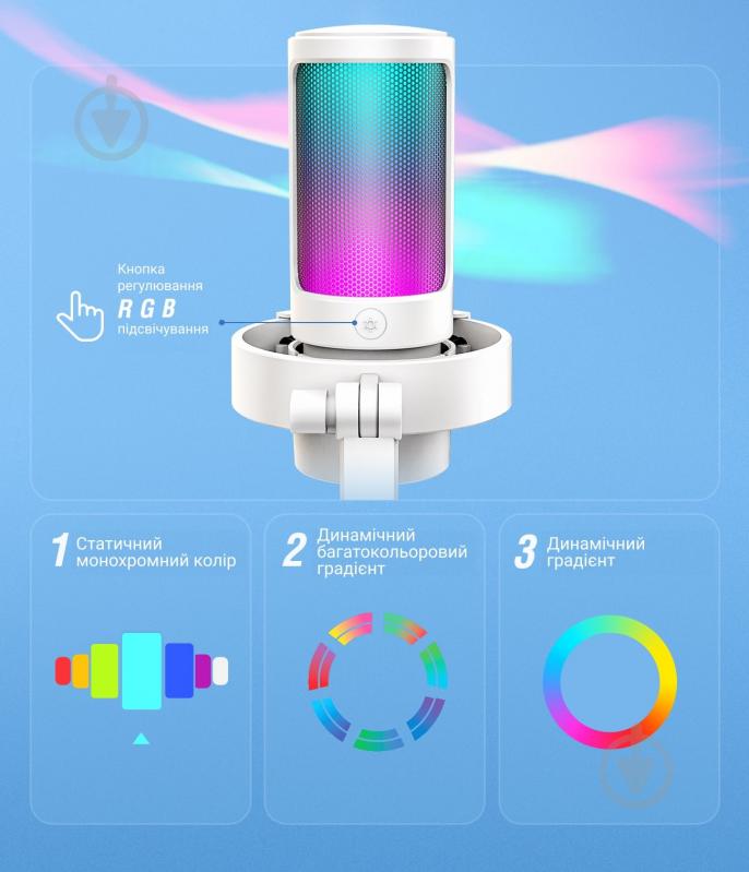 Микрофон FIFINE RGB Ampligame White (A8W) - фото 11