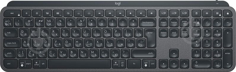 Клавиатура Logitech MX Keys Advanced Wireless Illuminated Keyboard Graphite INTNL (920-009417) black - фото 1