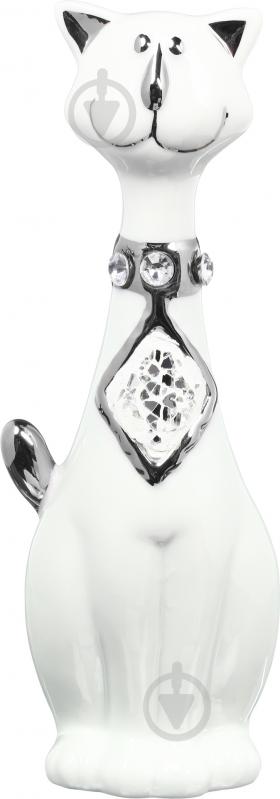 Статуэтка кот в стильном галстуке HY21095-1 24х9х7 см белый с серебристым - фото 1 Статуэтка кот в стильном галстуке HY21095-1 24х9х7 см белый с серебристым - фото 1