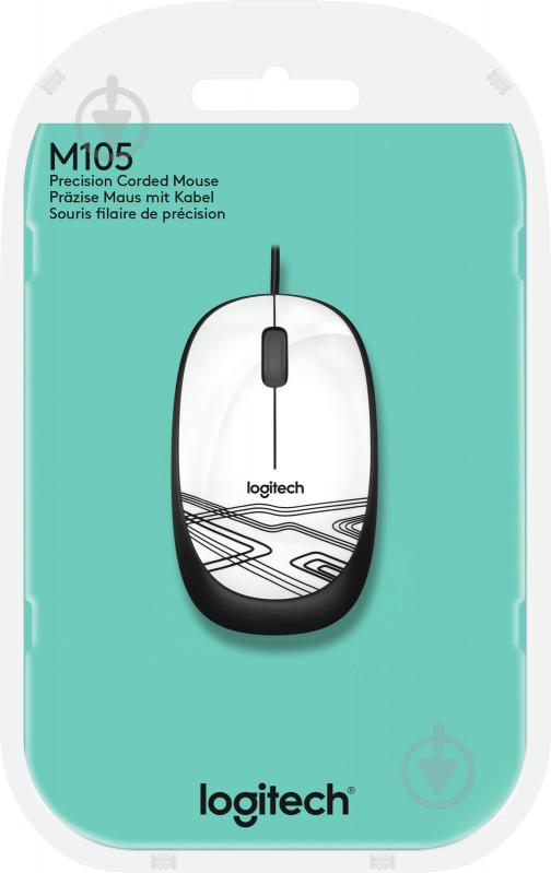 Мышка Logitech Corded Mouse M105 white (910-002944) - фото 4