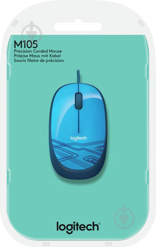 Мишка Logitech Corded Mouse M105 blue (910-003114) - фото 4