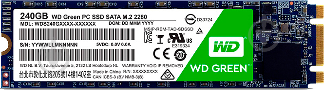 SSD-накопитель Western Digital 120GB M.2 SATA NAND TLC (WDS120G2G0B) - фото 1