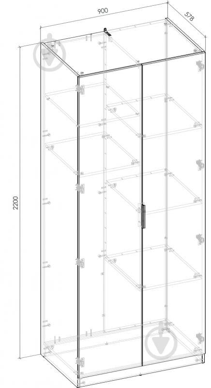 Шкаф Грейд Асти Модуль-1 2200х900х578 мм нимфея альба / нимфея альба - фото 3