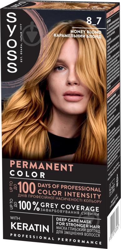 Крем-краска для волос SYOSS Permanent Coloration 8-7 карамельный блонд 115 мл - фото 1