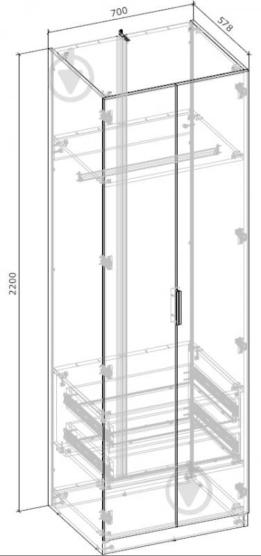 Шафа Грейд Асті Модуль-3 2200х700х578 мм німфея альба / німфея альба - фото 3