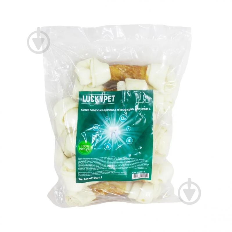 Кістка для собак Lucky Pet Баварська вузлова №4 L з м'ясом курки 17-19 см - фото 1 Кістка для собак Lucky Pet Баварська вузлова №4 L з м'ясом курки 17-19 см - фото 1