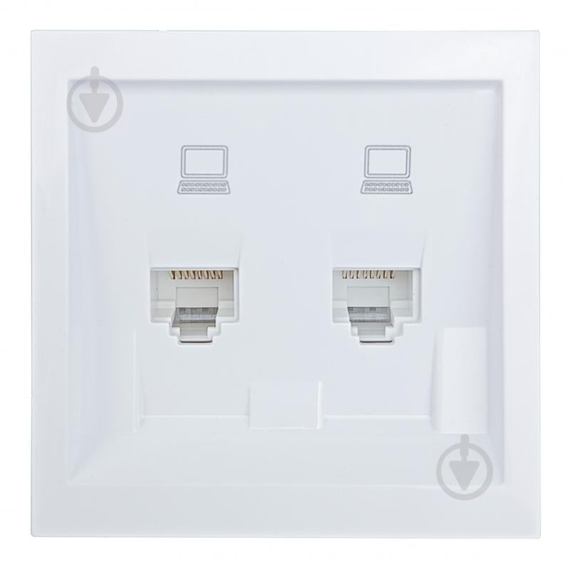 Розетка компьютерная двойная HausMark Juna IP20 белый - фото 2