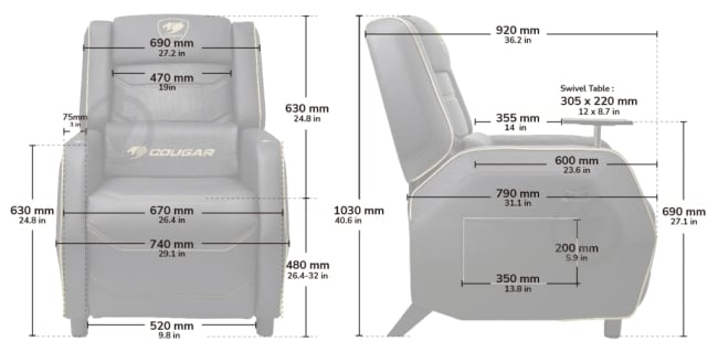 Кресло игровое Cougar RANGER Pro Royal черный - фото 12
