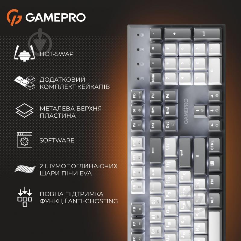 Клавіатура ігрова GamePro Genesis Metallic (MK144G) grey - фото 18