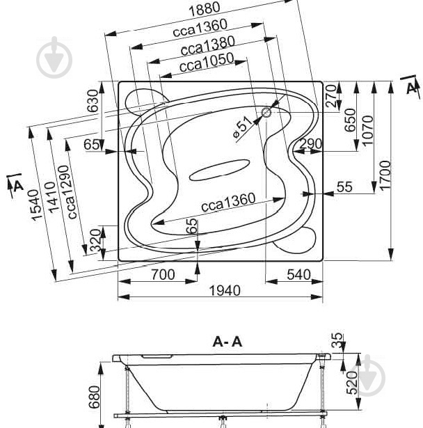 Ванна акриловая Vagnerplast Hellios Bianco VPBA197HEL2X-04 194х170 см - фото 2