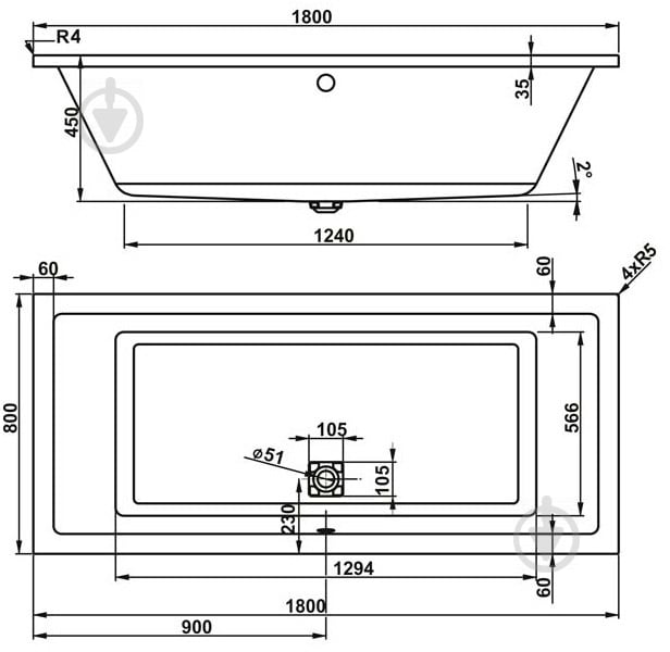 Ванна акриловая Vagnerplast Cavallo VPBA180CAV2X-04 180х80 см - фото 3