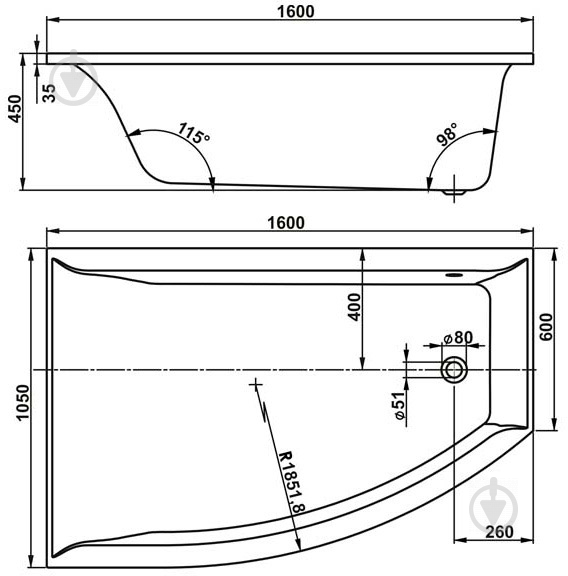 Ванна акриловая Vagnerplast Veronela Offset R VPBA160VEA3PX-01 160х105 см - фото 3