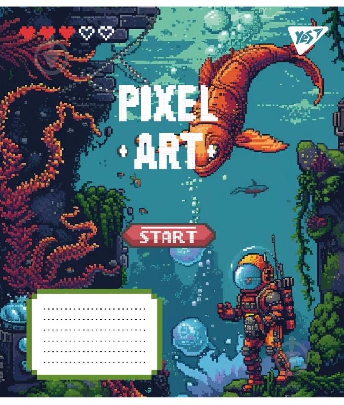 Тетрадь школьная А5/12 коса линия Pixel art YES - фото 3 Тетрадь школьная А5/12 коса линия Pixel art YES - фото 3