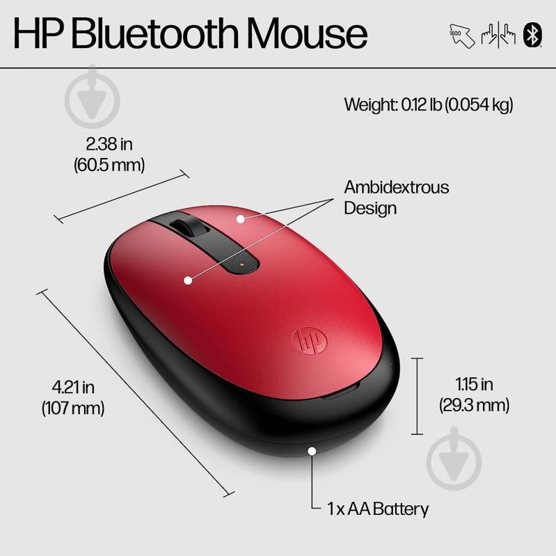 Миша HP 240 BT red (43N05AA) - фото 10