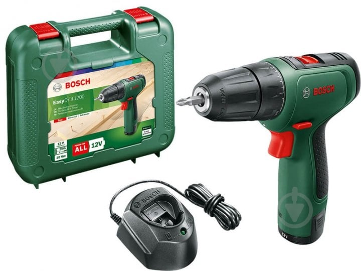 Шуруповерт акумуляторний Bosch EasyDrill 1200 + 1 акб PBA 12V 1.5 Ah O-A + зарядний пристрій GAL 1210 CV + кейс 06039D3006 - фото 1