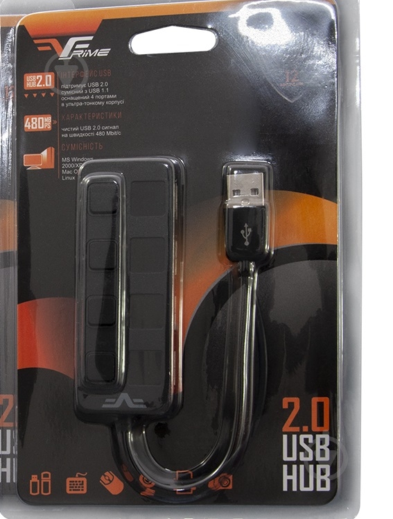 USB-хаб Frime 4хUSB2.0 black (FH-20010) - фото 4