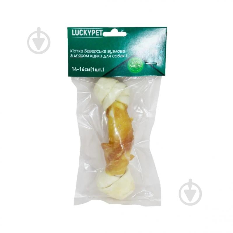 Кістка для собак Lucky Pet Баварська вузлова №3 L з м'ясом курки 14-16 см - фото 1 Кістка для собак Lucky Pet Баварська вузлова №3 L з м'ясом курки 14-16 см - фото 1
