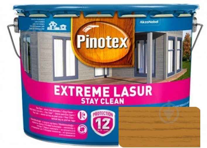 Деревозащитное средство Pinotex extreme lazure stay clean калужница полумат 3 л - фото 1