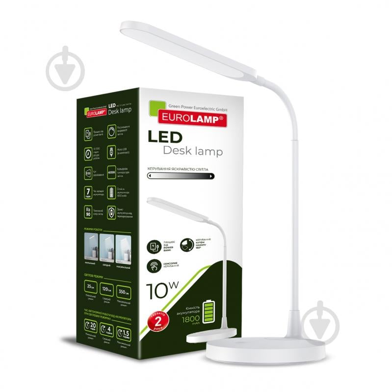 Настільна лампа акумуляторна Eurolamp 10 Вт білий LED-TLB-10W(white) - фото 1