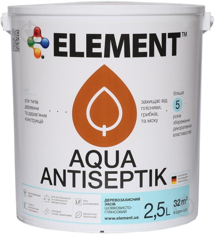 Лазурь-антисептик Element Aqua венге шовковистий глянець 2,5 л - фото 1