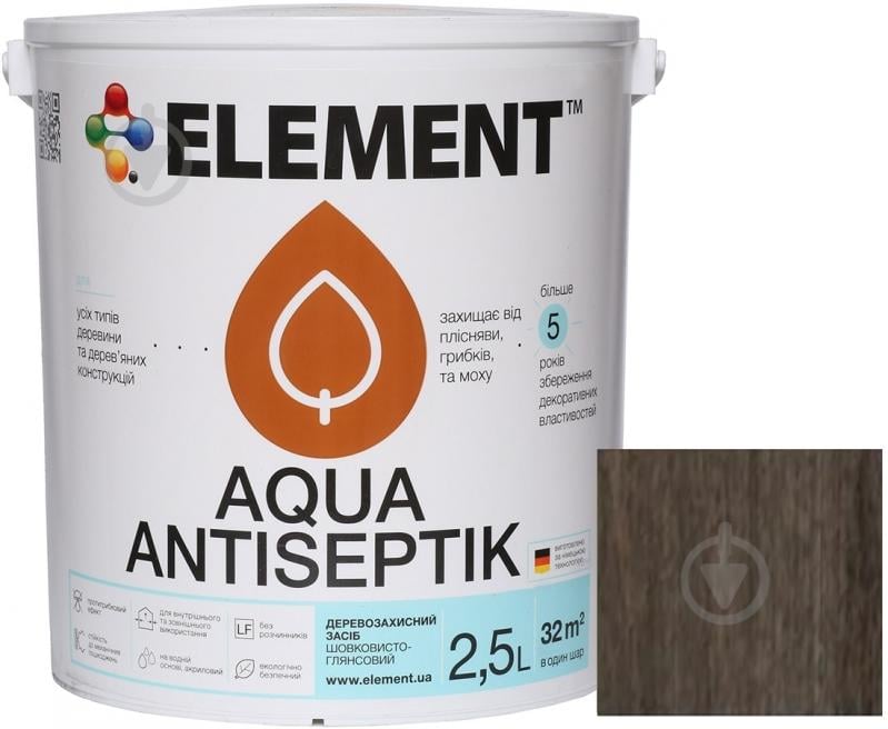 Лазурь-антисептик Element Aqua венге шовковистий глянець 2,5 л - фото 2