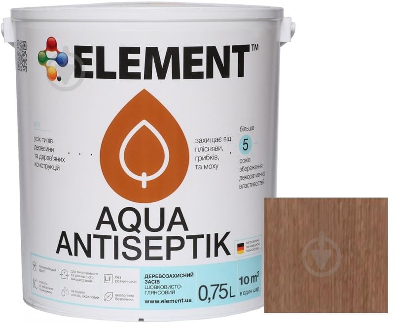 Лазур-антисептик Element Aqua кипарис шовковистий глянець 0,75 л - фото 1